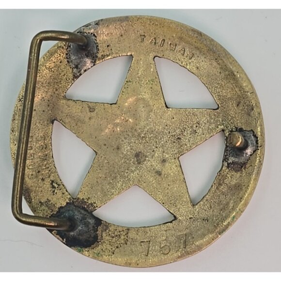 Vintage Solid Brass Texas Lone Star Belt Buckle Pride Western 2.5” Taiwan 757 - Picture 3 of 5